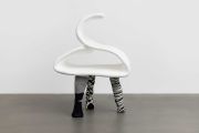 <p>Miao Miao, <em>Lyra</em>, 2023, plastic, foaming powder, acrylic, steel wire, fabric, 118 x 87 x 63 cm</p>
