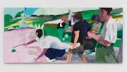 <p>Miao Miao,&nbsp;<em>The Green Ball,</em> 2019, oil, wax, pigment on paper, 3x 105 x 75 cm</p>

