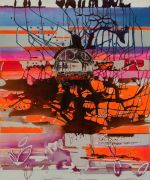 <p>Rebekka Steiger, <em>pacman</em>, 2020, tempera, ink and oil on canvas, 240 x 200 cm</p>
