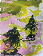 <p>高嫣，<em>untitled</em>，2022，纸上水墨、油画，65 x 50 cm</p>
