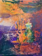 <p>高嫣，<em>赏石</em>，2022，布面丙烯、水墨、油画，200 x 150 cm</p>

