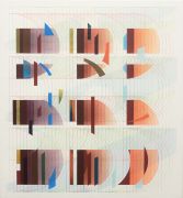 <p>Tanya Goel, <em>Quadrant 1</em>, 2019, silk, crushed glass and acrylic pigments on canvas, 71 x 66 cm</p>
