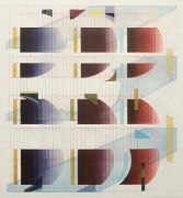 <p>Tanya Goel, <em>Quadrant 2</em>, 2019, silk, crushed glass and acrylic pigments on canvas, 71 x 66 cm</p>

