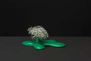 <p>Tobias Rehberger, <em>Xie Nanxing</em>,&nbsp;2019, ongoing series of vase portraits, PLA filament (3D printed), paint, baby's-breath, 9 x 51 x 39 cm (vase)</p>
