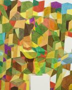 <p>托比亚斯&middot;雷贝格，<em>Fall</em>，2014，纸上水彩，木质展台，雕塑：193 x 32 x 28 cm，绘画：200 x 200 cm，局部</p>
