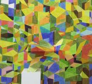 <p>托比亚斯&middot;雷贝格，<em>Summer</em>，2014，纸上水彩，木质展台，雕塑：180 x 35 x 35 cm，绘画：200 x 200 cm，局部</p>
