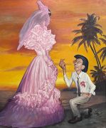 <p>王兴伟，《俄狄浦斯和斯芬克斯（求婚1993）》，2021，布面油画，240 x 200 cm</p>
