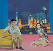 <p isrender="true">王兴伟，<em isrender="true">上海之夜</em>，2004，布面油画，169 x 176 cm</p>
