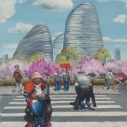 <p>王兴伟，<em>望京之春</em>，2021，布面油画，150 x 150 cm</p>
