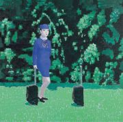 <p isrender="true">王兴伟，<em isrender="true">无题（空姐和拉杆箱）</em>，2005，布面油画，200 x 200 cm</p>
